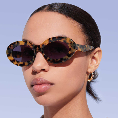 Karen Walker Rapture Crazy Tort Female Oval Sunglasses | Eyewear Index