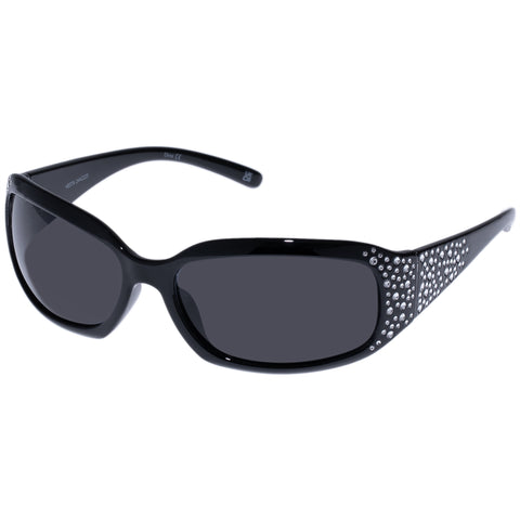 Aire Vesta Black Bedazzle Uni-Sex Wrap Sunglasses | Eyewear Index