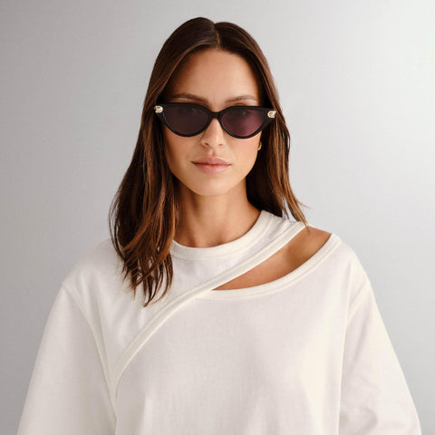 Luv Lou The Posie Black Female Cat-Eye Sunglasses | Eyewear Index