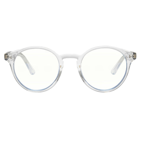 Le Specs Whirlwind Crystal Clear Uni-Sex Round Blue Light | Eyewear Index