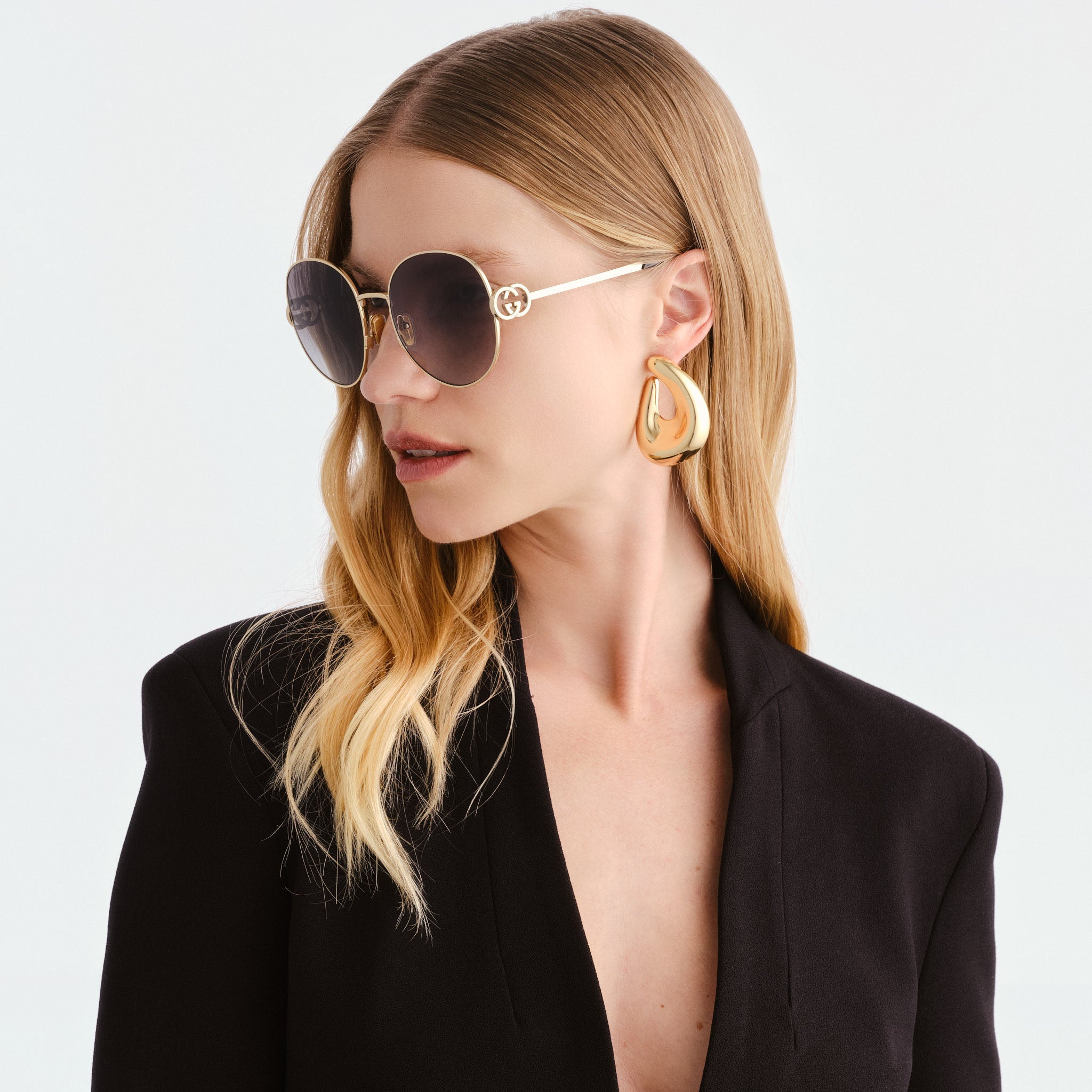 Gucci Gg2047s Gold Female Round Sunglasses | Eyewear Index