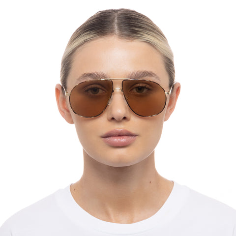 Le Specs Schmaltzy Bright Gold Tort Uni-Sex Aviator Sunglasses | Eyewear Index