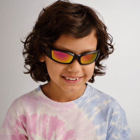 Cancer Council Shark Kids Black Flames Male Wrap Sunglasses | Eyewear Index