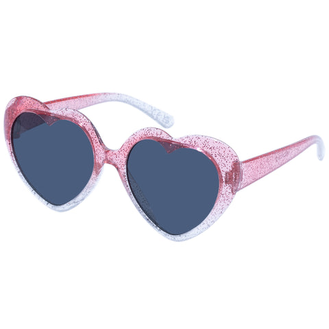 Solarized Kids Heart Pink Grad Glitter Female Novelty Sunglasses | Eyewear Index