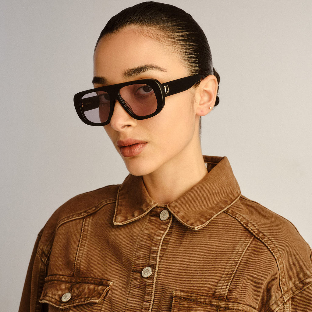 Luv Lou The Dionne Black Female Aviator Sunglasses | Eyewear Index