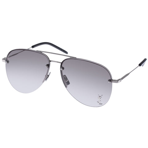 Saint Laurent Classic11m Silver Uni-Sex Aviator Sunglasses | Eyewear Index