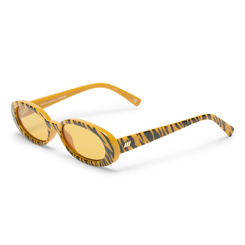 Le Specs Outta Love Yellow Tiger Uni-Sex Oval Sunglasses | Eyewear Index