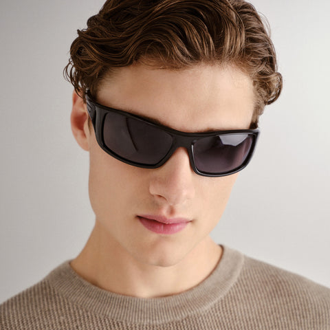 Cancer Council Burleigh Kingsize Black Charcoal Male Wrap Sunglasses | Eyewear Index