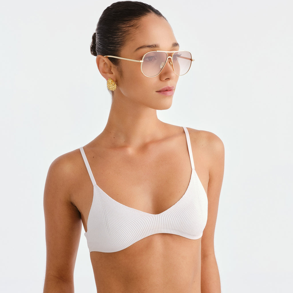 Luv Lou The Carter Light Gold Female Aviator Sunglasses | Eyewear Index