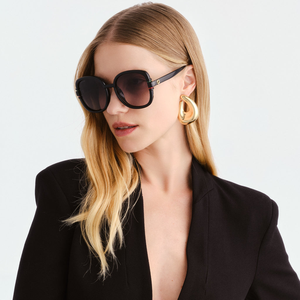 Gucci Gg1068sa Black Female Rectangle Sunglasses | Eyewear Index