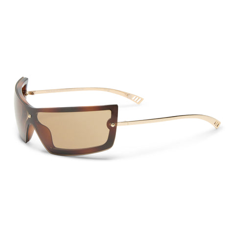 Le Specs The Bodyguard Tort Gold Uni-Sex Wrap Sunglasses | Eyewear Index