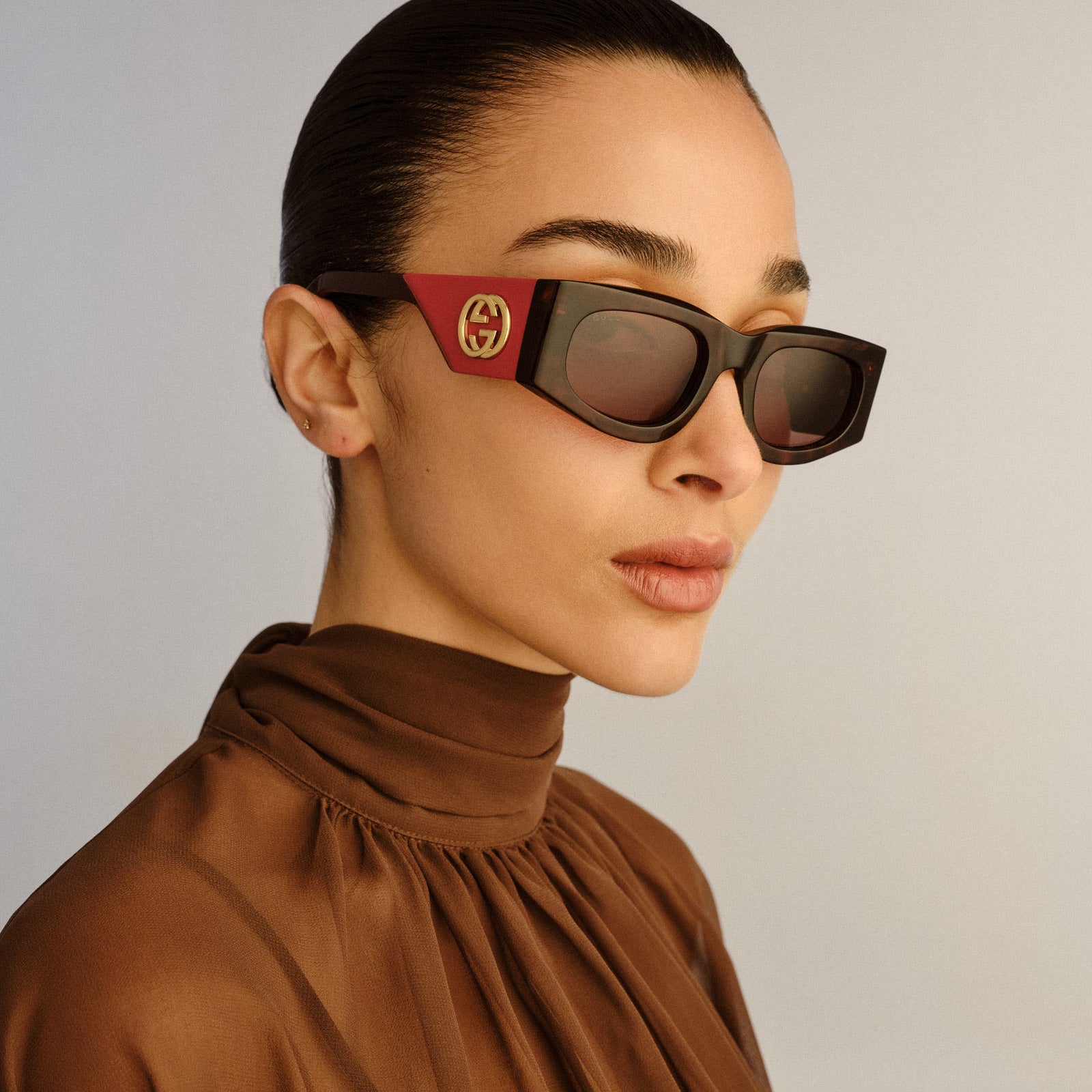 Gucci Gg1664s Havana Female Rectangle Sunglasses | Eyewear Index