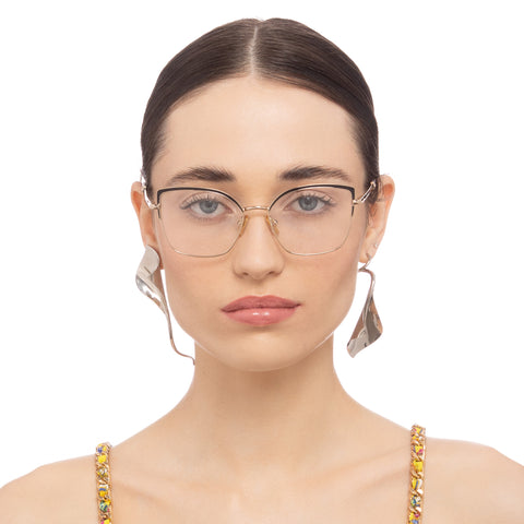 Camilla Full Vintage Soft Gold Black Female Cat-Eye Optical Frames | Eyewear Index