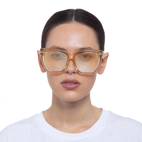 Le Specs Vamos Champagne Female Cat-Eye Sunglasses | Eyewear Index