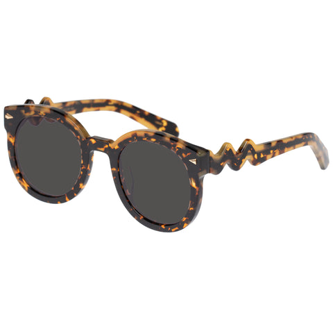 Karen Walker Super Wavy Duper Two Torts Uni-Sex Round Sunglasses | Eyewear Index