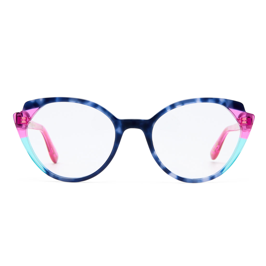 Camilla Cameo Blue Tort Fuschia Female Cat-Eye Optical Frames | Eyewear Index