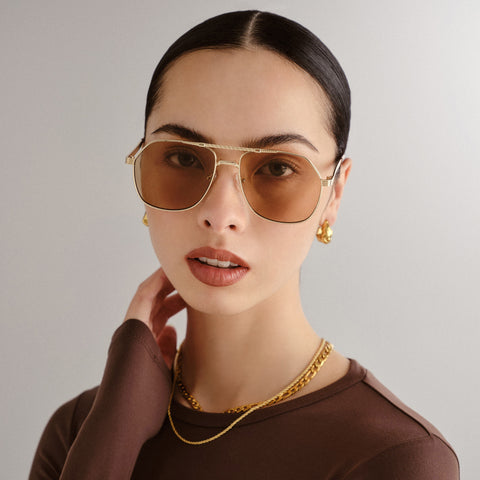 Aire Cosmos Bright Gold Uni-Sex Aviator Sunglasses | Eyewear Index