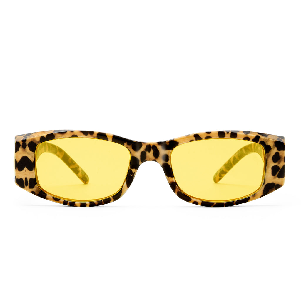 Aire Rehab Leopard Print Uni-Sex Rectangle Sunglasses | Eyewear Index