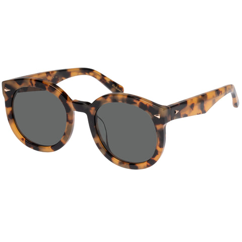 Karen Walker Super Duper Strength 22 Crazy Tort 2231314 Uni-Sex Round Sunglasses | Eyewear Index