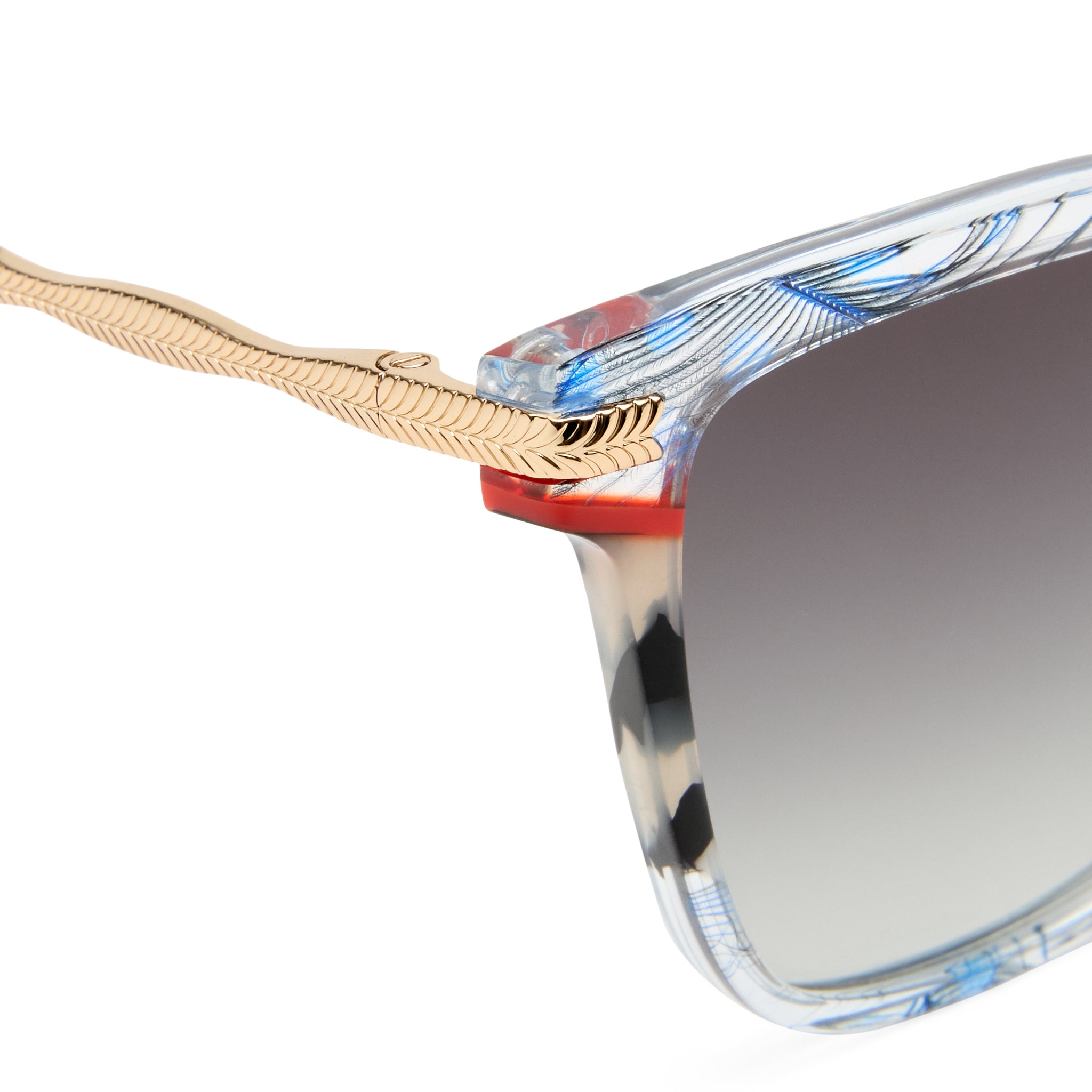 Camilla Intermission Blue Feather Female Cat-Eye Sunglasses | Eyewear Index