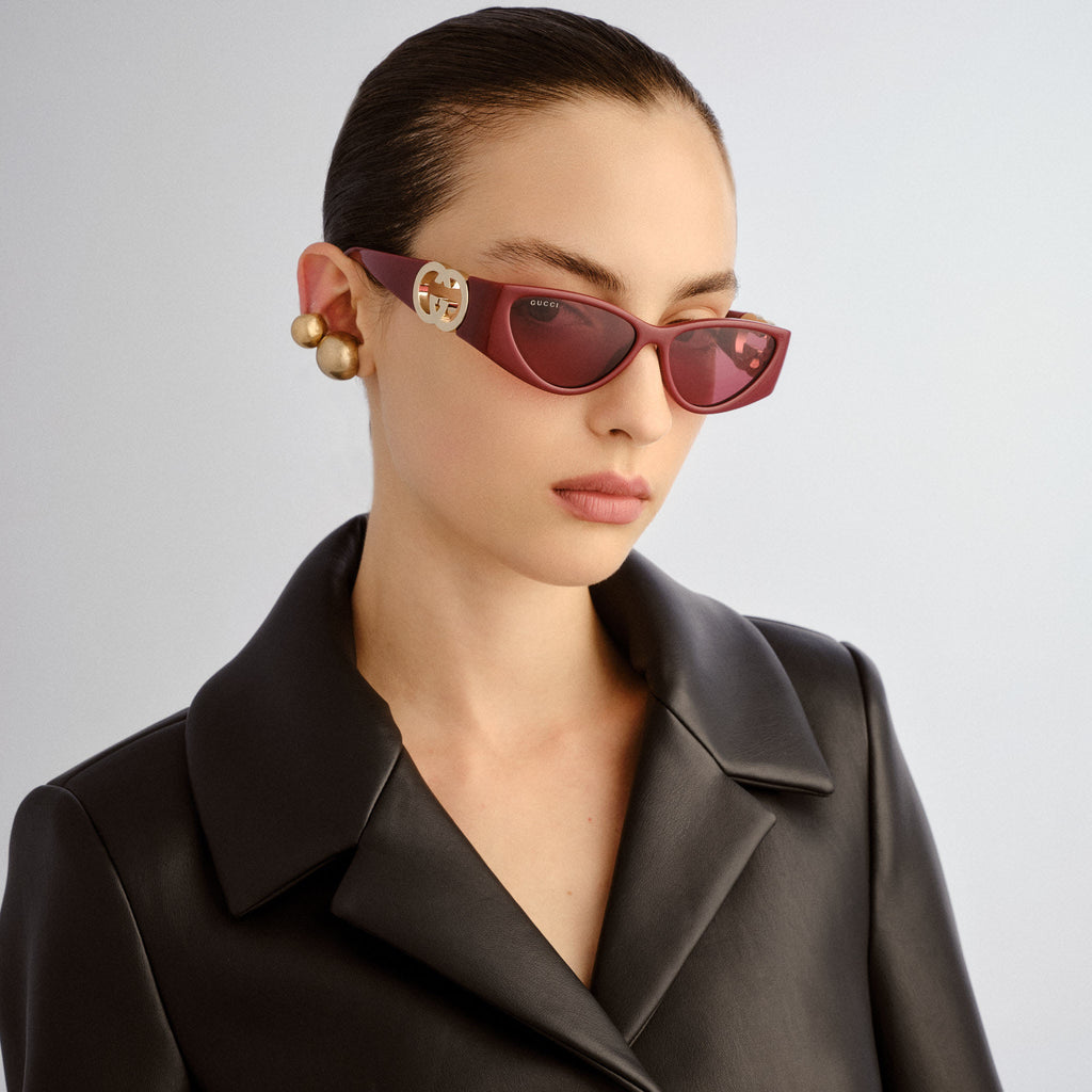 Gucci Gg1824s Burgundy Female Cat-Eye Sunglasses | Eyewear Index