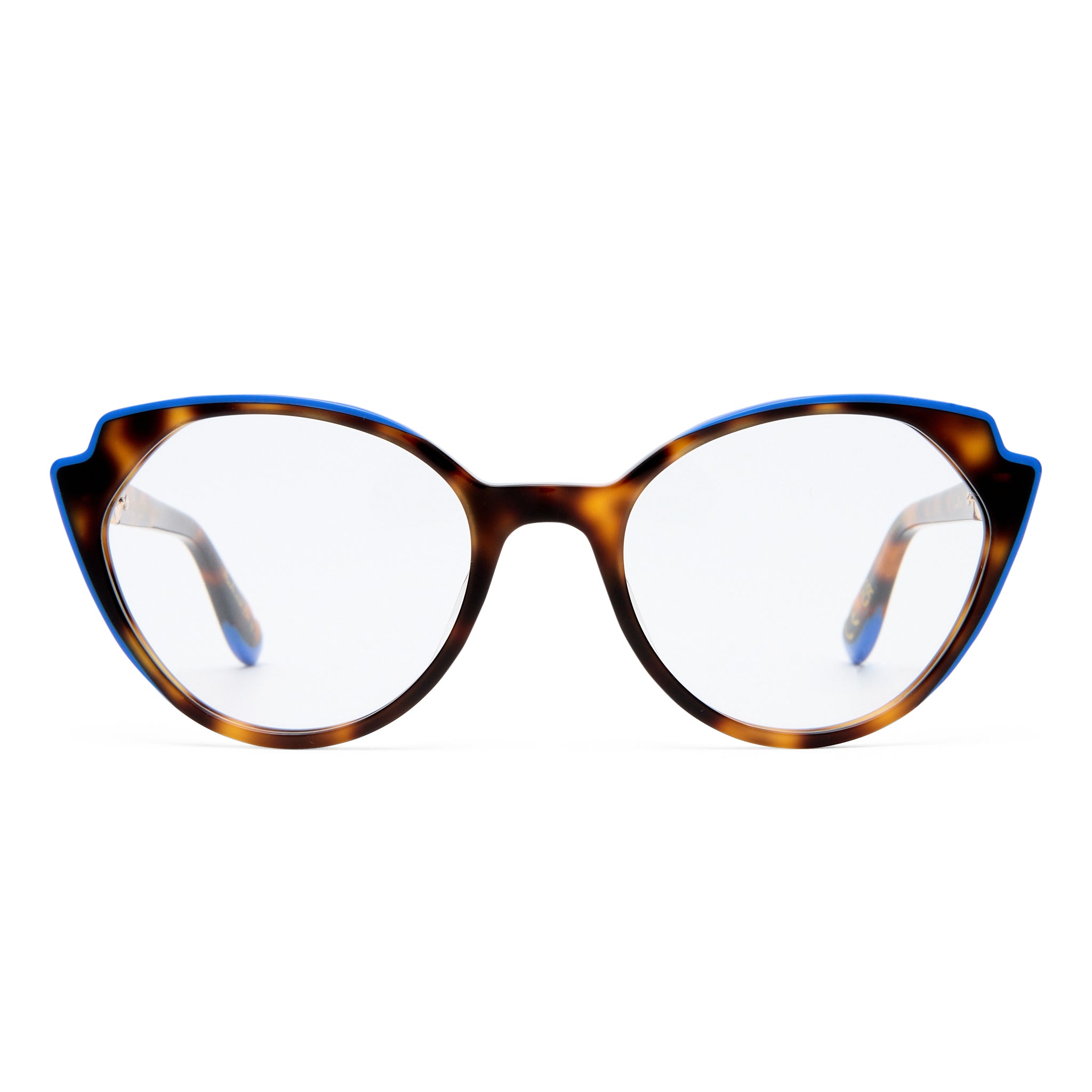 Camilla Cameo Dark Tort Cobalt Blue Female Cat-Eye Optical Frames | Eyewear Index