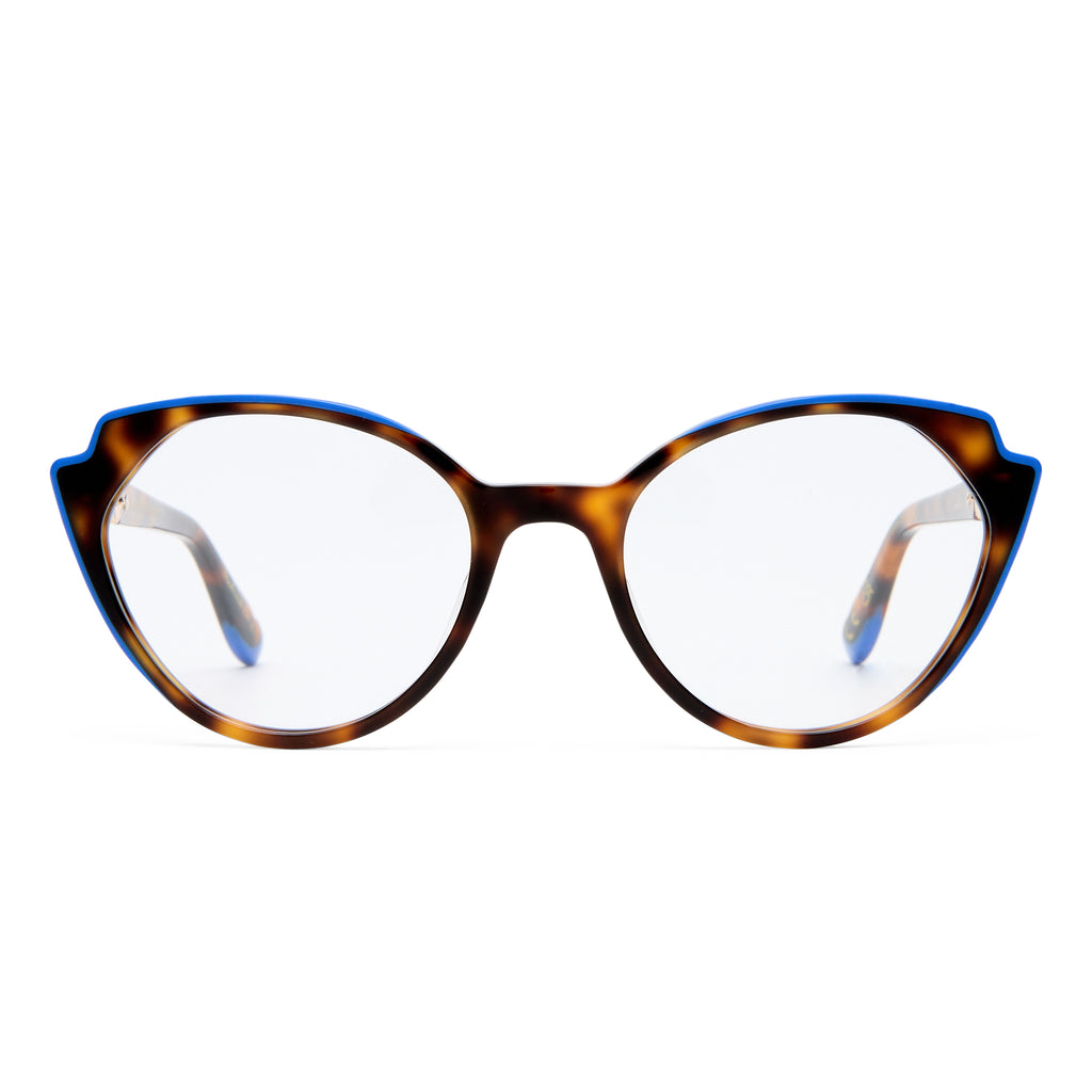 Camilla Cameo Dark Tort Cobalt Blue Female Cat-Eye Optical Frames | Eyewear Index
