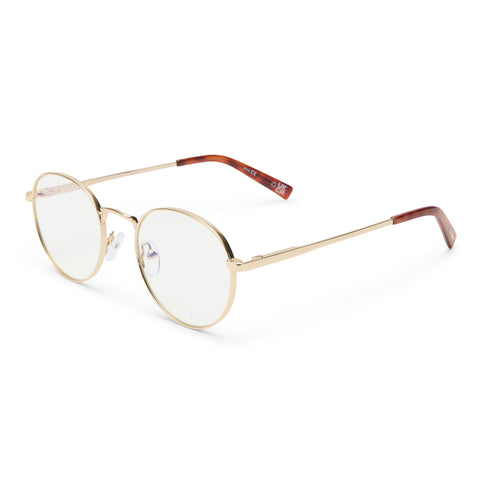 Le Specs Lost Legacy Bright Gold Uni-Sex Round Blue Light | Eyewear Index