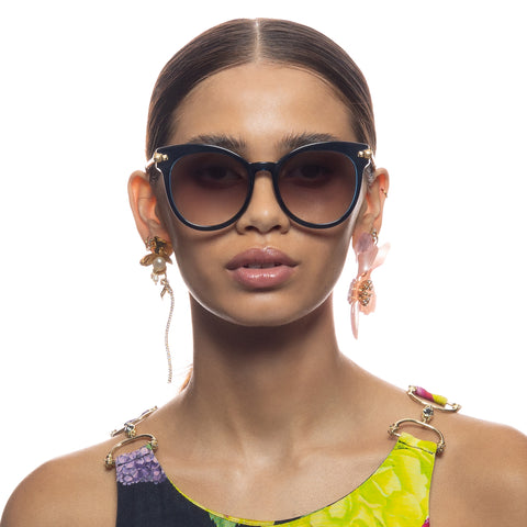 Camilla The Extras Ink Vintage Tort Female Round Sunglasses | Eyewear Index