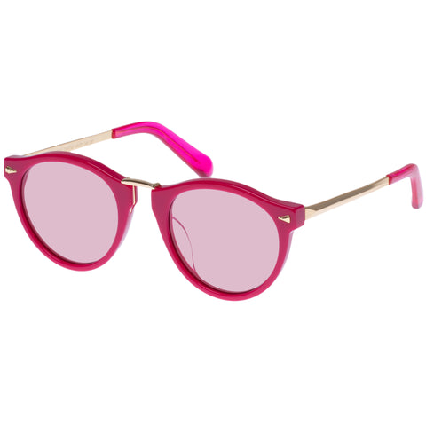 Karen Walker Helter Skelter 22 Fuchsia Gold Uni-Sex Round Sunglasses | Eyewear Index