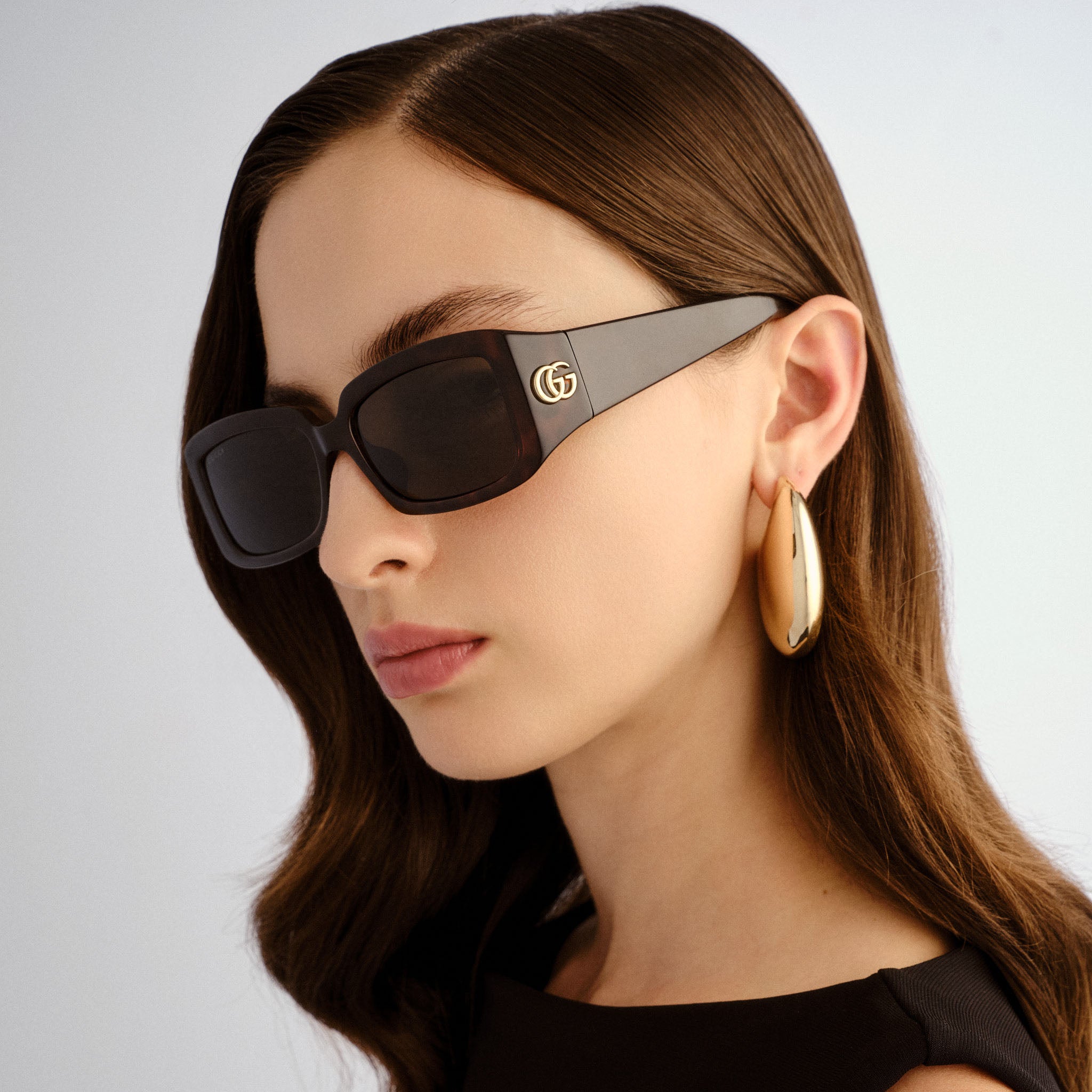 Gucci Gg1403sk Havana Female Rectangle Sunglasses | Eyewear Index