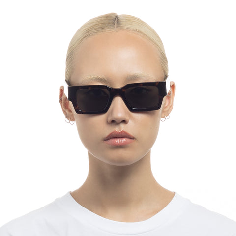 Saint Laurent Sl572 Havana Uni-Sex Rectangle Sunglasses | Eyewear Index