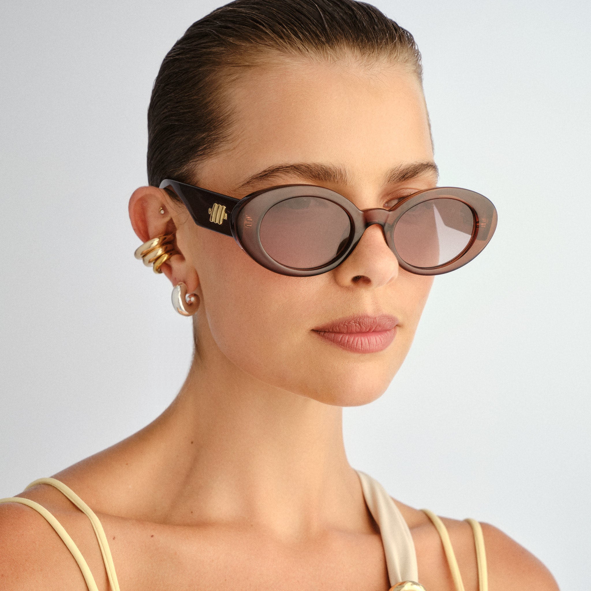 Le Specs Nouveau Vie Chocolate Brown Female Oval Sunglasses | Eyewear Index