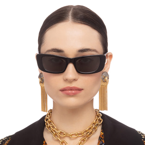 Camilla Ciao Ciao Black Zebra Print Female Rectangle Sunglasses | Eyewear Index