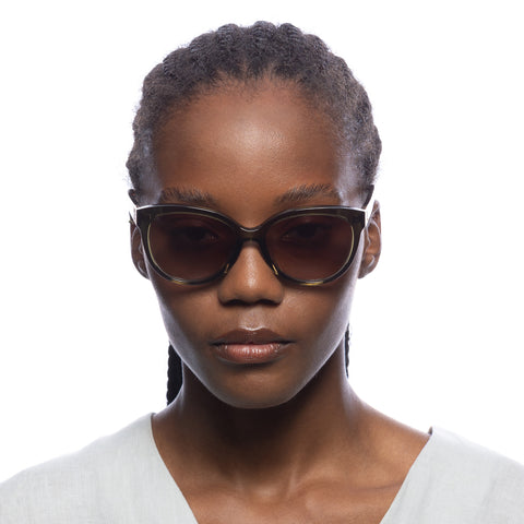 Oroton Gianna Khaki Signature Tort Female Cat-Eye Sunglasses | Eyewear Index