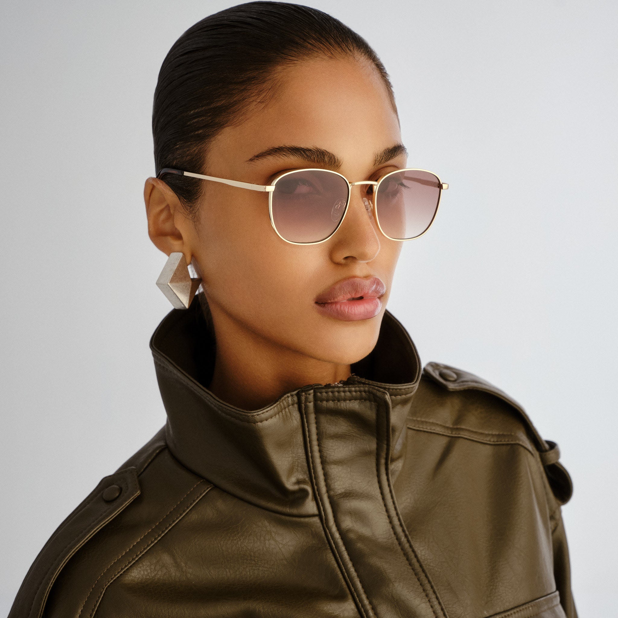 Le Specs Neptune Deux Gold Uni-Sex Square Sunglasses | Eyewear Index