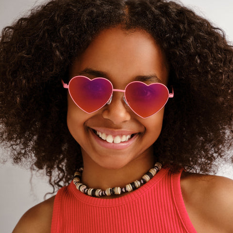 Solarized Kids Metal Heart Pink Female Novelty Sunglasses | Eyewear Index