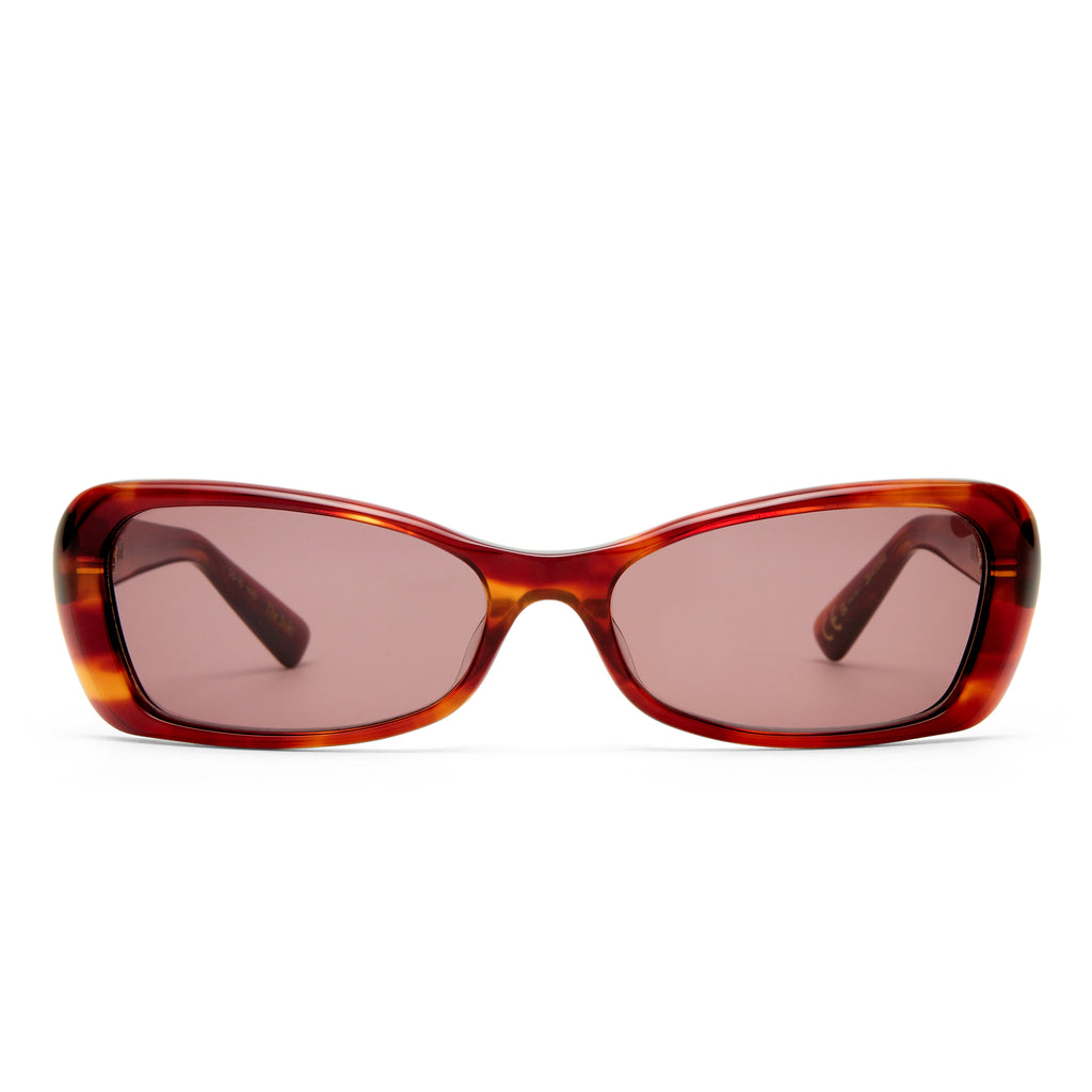 Luv Lou The Suki Maple Tort Female Rectangle Sunglasses | Eyewear Index