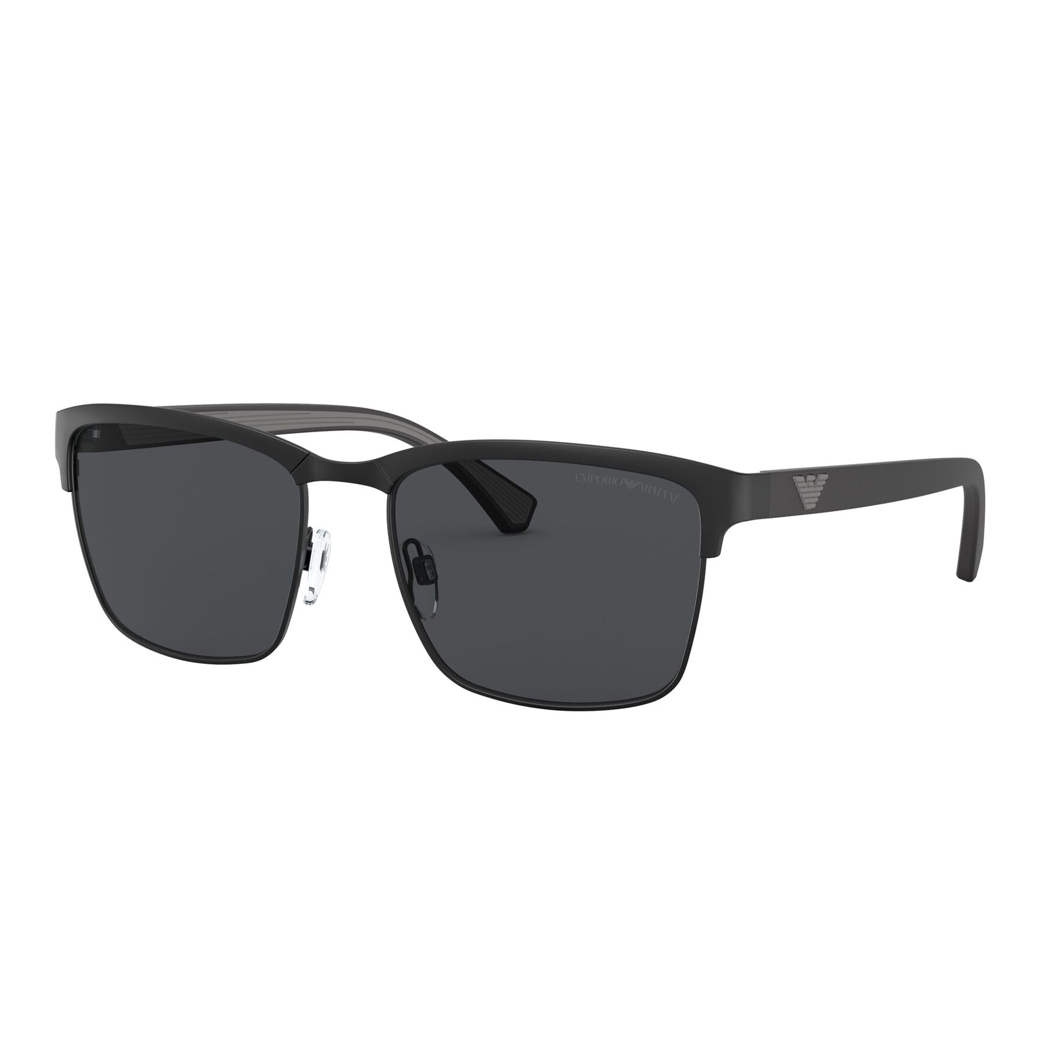 Emporio Armani 2087 301487 Matte Black Male Round Sunglasses | Eyewear Index
