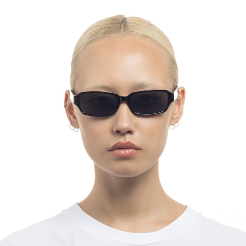 Aire Crater Black Silver Uni-Sex Rectangle Sunglasses | Eyewear Index