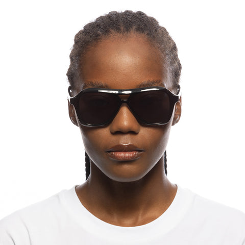 Le Specs Drizzle Black Uni-Sex Aviator Sunglasses | Eyewear Index