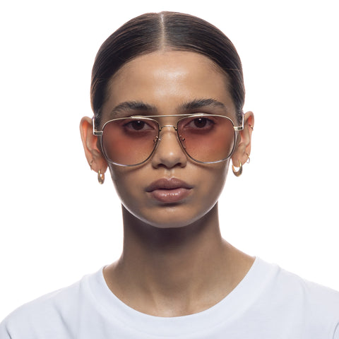 Le Specs The Charmer Bright Gold Uni-Sex Aviator Sunglasses | Eyewear Index