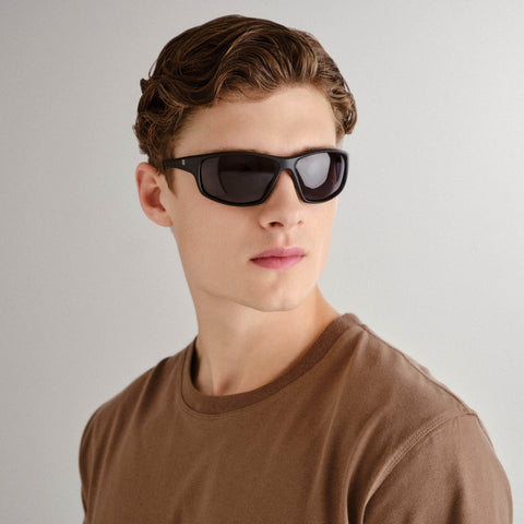 Cancer Council Tacoma Active Matte Black Male Wrap Sunglasses | Eyewear Index