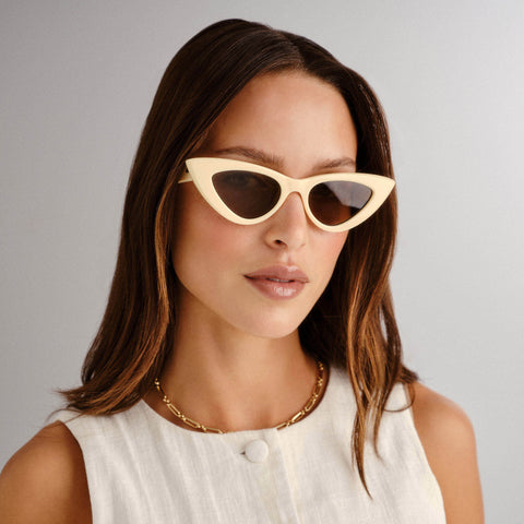 Le Specs Hypnosis Ivory Female Cat-Eye Sunglasses | Eyewear Index