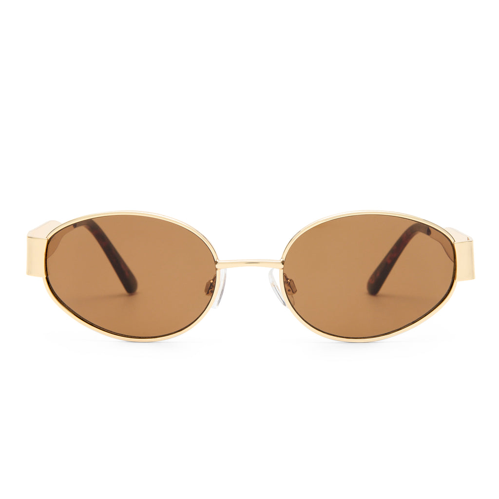 Village Hollis Gold Dark Tort Female Oval Sunglasses | Eyewear Index