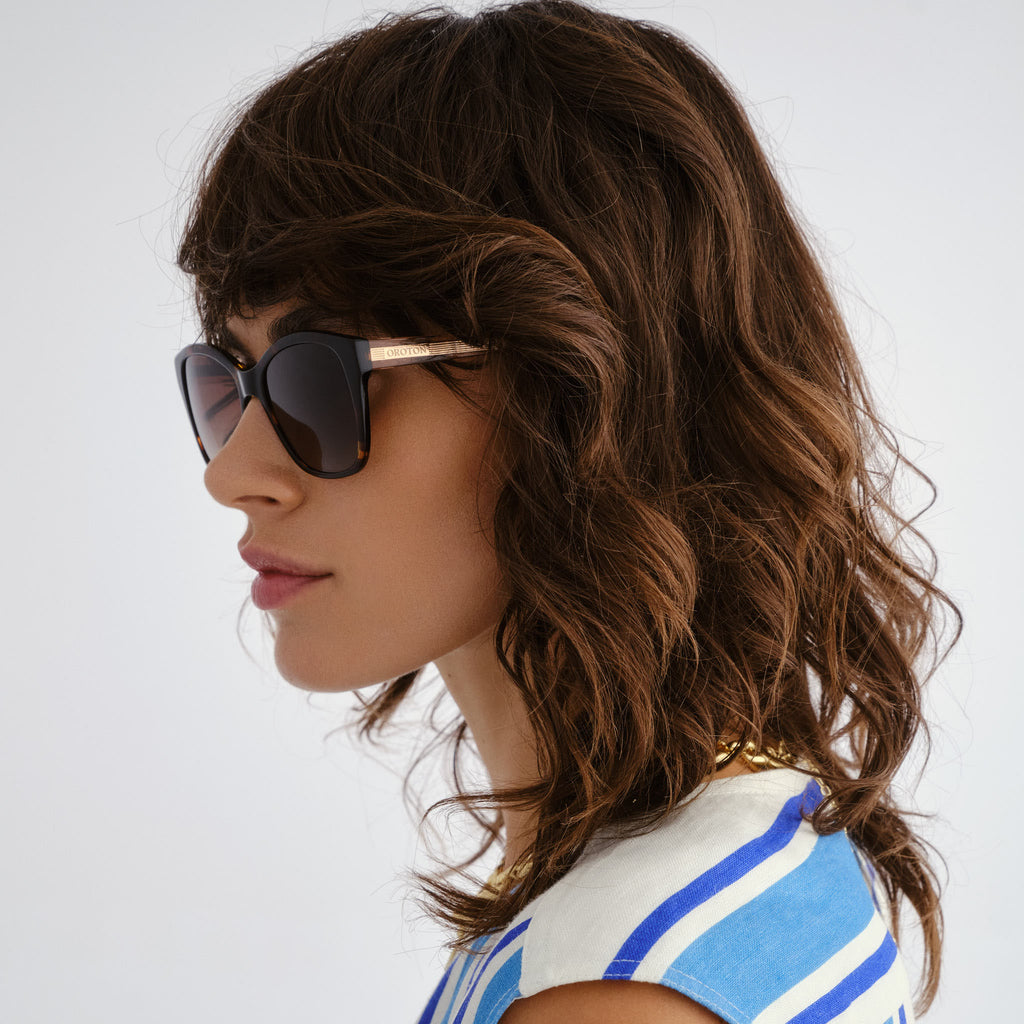 Oroton Uma Amberstone Tort Female D-Frame Sunglasses | Eyewear Index