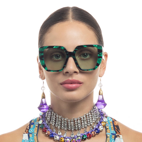 Camilla The Penthouse Emerald Tiger Female Square Sunglasses | Eyewear Index