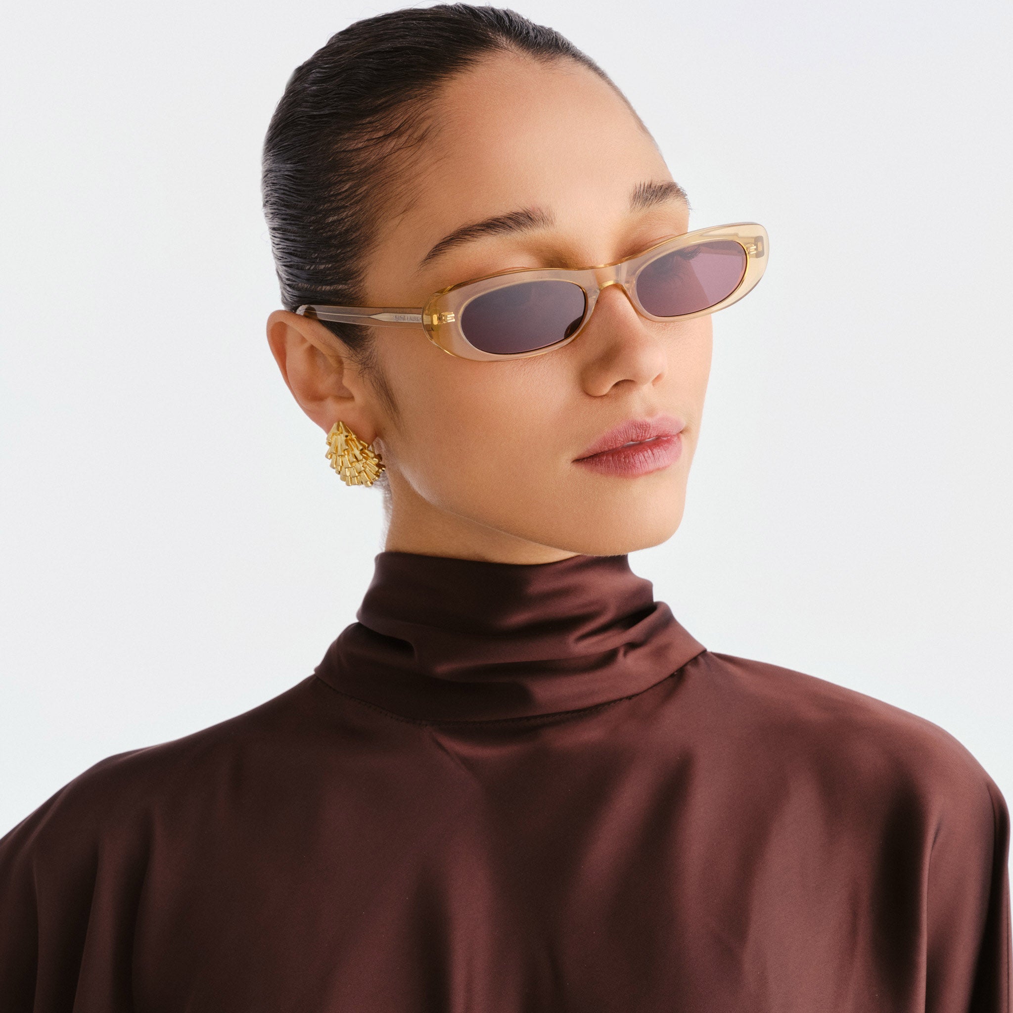 Saint Laurent Sl557shade Yellow Female Oval Sunglasses | Eyewear Index