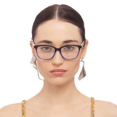 Camilla Outfit In Motion Blue Grad Nierika Print Female Cat-Eye Optical Frames | Eyewear Index