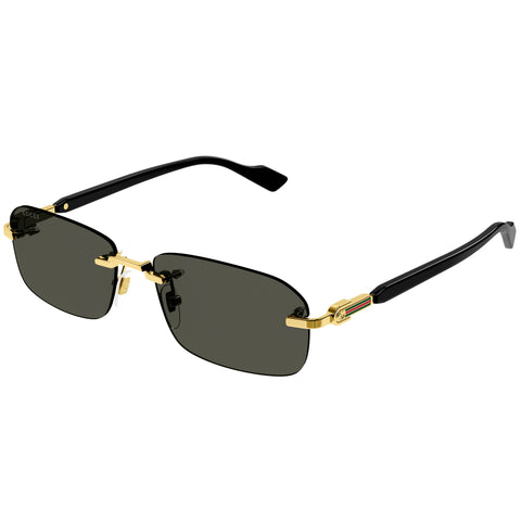 Gucci Gg1221s Gold Male Rectangle Sunglasses | Eyewear Index